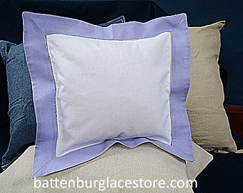 Square Pillow Sham. White with Sweet Lavender color border.12 SQ - Click Image to Close
